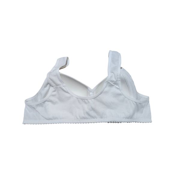 7XL White Wireless Bra Front-Snap Closure Wide Strap Molded Cups Comfort Fit - Picture 3 of 8